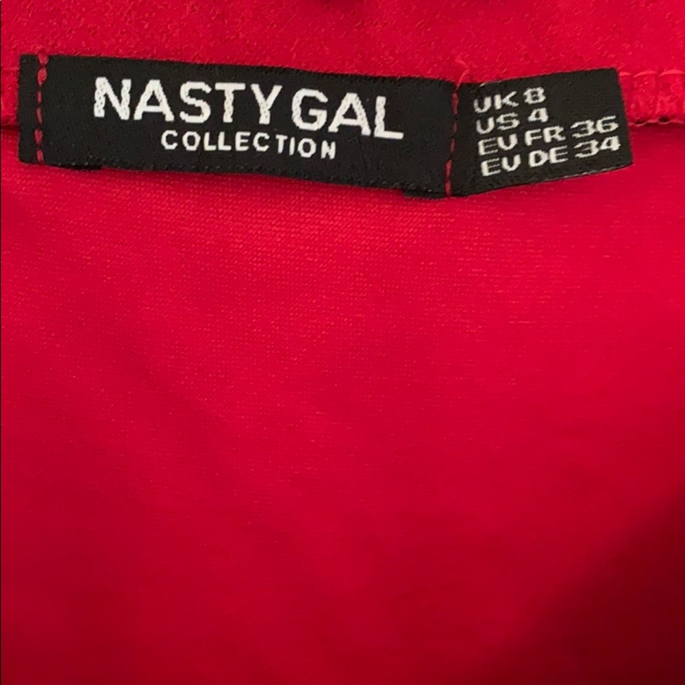 Red Asymmetrical Rushed Mini Skirt - Picture 4 of 5